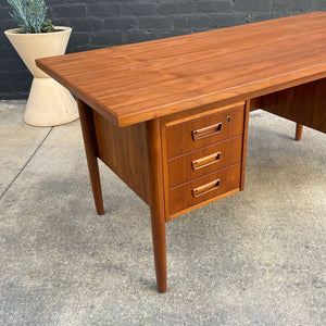 Danish Modern Teak Executive Desk with Finished Back c.1960’s