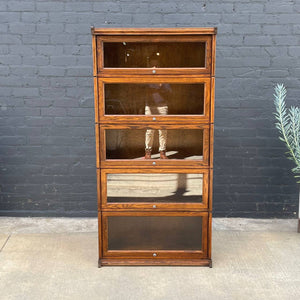 Vintage Tall Barristers Oak & Glass Bookcase Shelf, c.1970’s