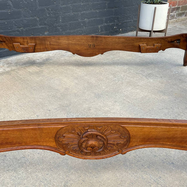 Antique French Provincial Carved Walnut Full-Size Bed Frame, c.1960’s