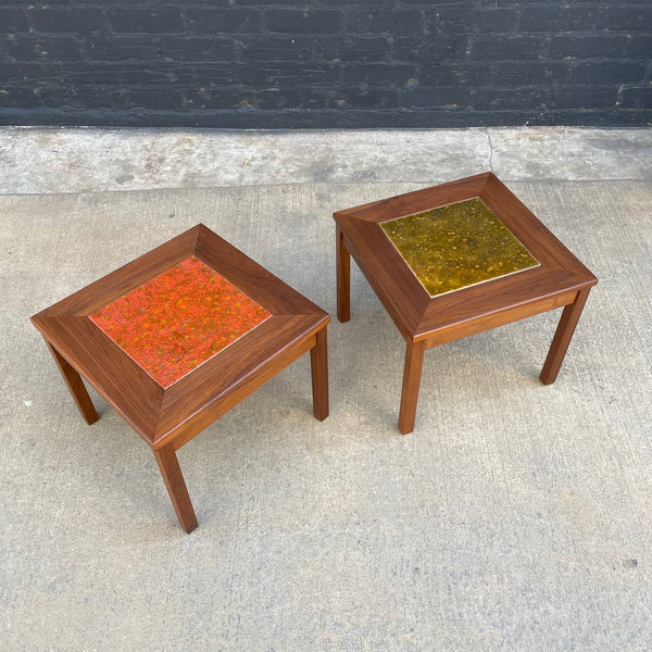 Pair of Mid-Century Modern Tile Top Side Tables by John Keal for Brown Saltman, c.1960’s