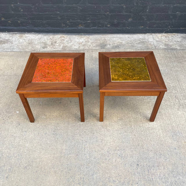 Pair of Mid-Century Modern Tile Top Side Tables by John Keal for Brown Saltman, c.1960’s