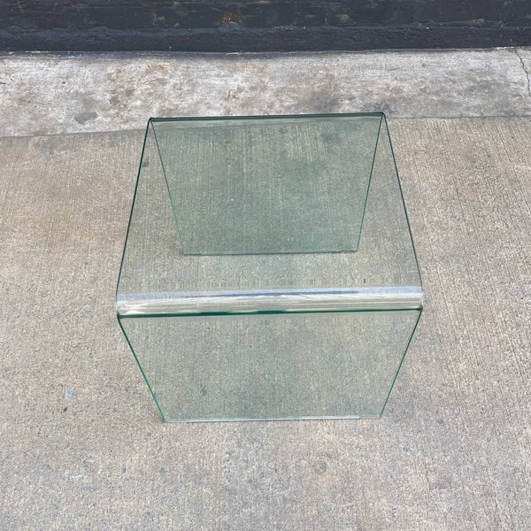 Mid-Century Modern Curbed Waterfall Glass Side Table, c.1960’s