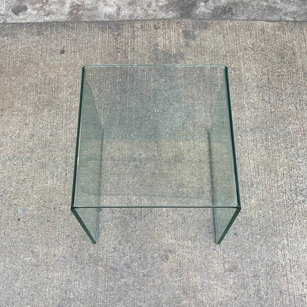 Mid-Century Modern Curbed Waterfall Glass Side Table, c.1960’s