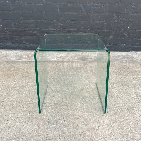 Mid-Century Modern Curbed Waterfall Glass Side Table, c.1960’s