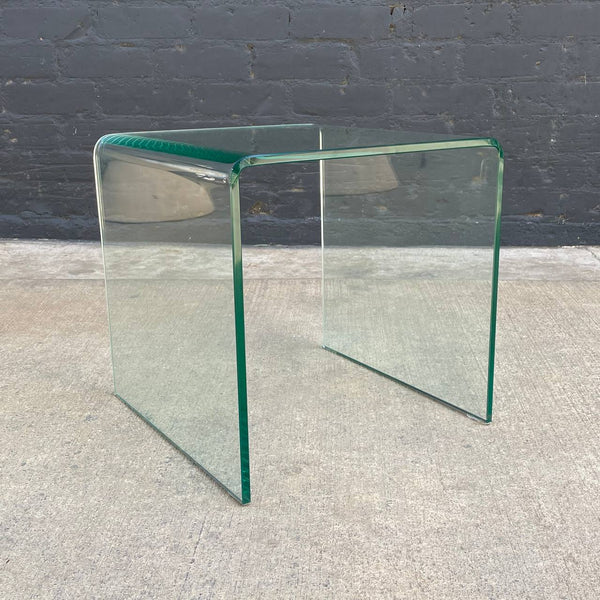 Mid-Century Modern Curbed Waterfall Glass Side Table, c.1960’s