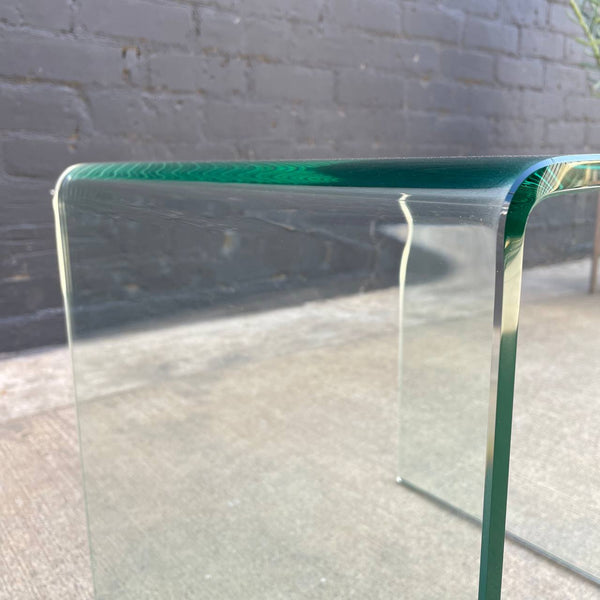 Mid-Century Modern Curbed Waterfall Glass Side Table, c.1960’s