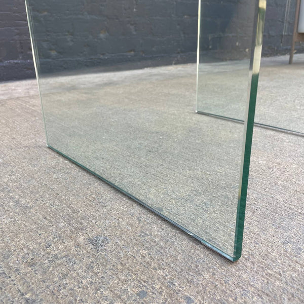 Mid-Century Modern Curbed Waterfall Glass Side Table, c.1960’s