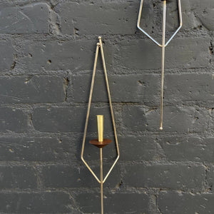 Pair of Mid-Century Modern Sculpted Brass Wall Sconces Candle Holders, c.1960’s