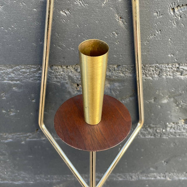 Pair of Mid-Century Modern Sculpted Brass Wall Sconces Candle Holders, c.1960’s