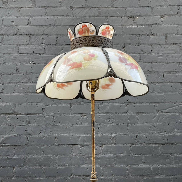 Antique Victorian Style Brass & Glass Floor Lamp, c.1950’s