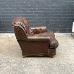 Vintage Oversize Brown Tufted Leather Lounge Chair