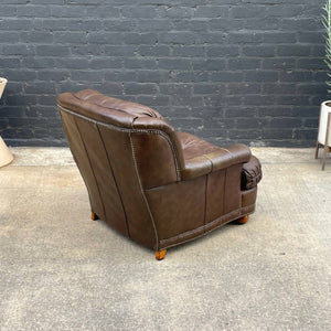 Vintage Oversize Brown Tufted Leather Lounge Chair