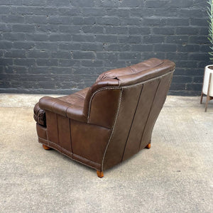 Vintage Oversize Brown Tufted Leather Lounge Chair