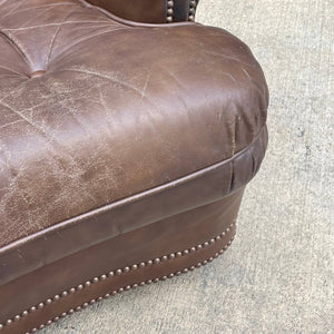 Vintage Oversize Brown Tufted Leather Lounge Chair