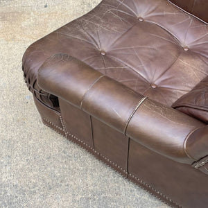 Vintage Oversize Brown Tufted Leather Lounge Chair