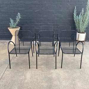 Set of 6 Vintage Metal Stackable Patio Chairs