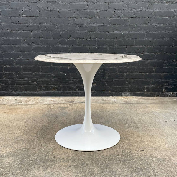 Mid-Century Modern Tulip Style Marble Top Dining Table with Brass Inlaid, c.1960’s