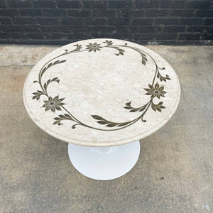 Mid-Century Modern Tulip Style Marble Top Dining Table with Brass Inlaid, c.1960’s