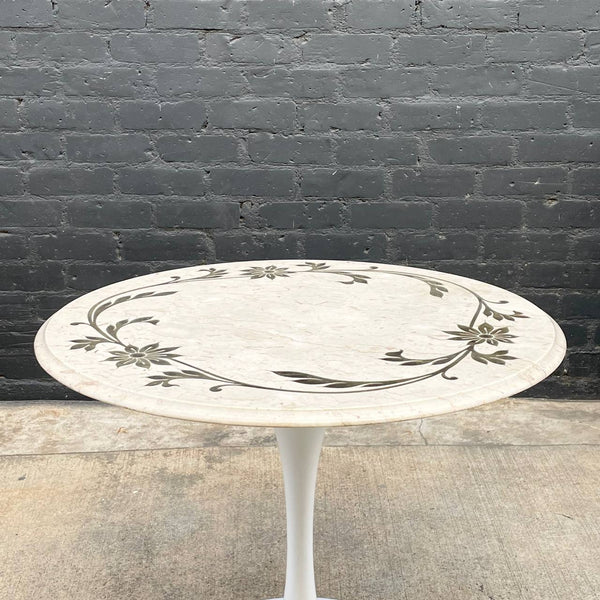 Mid-Century Modern Tulip Style Marble Top Dining Table with Brass Inlaid, c.1960’s