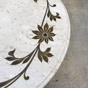 Mid-Century Modern Tulip Style Marble Top Dining Table with Brass Inlaid, c.1960’s