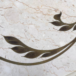 Mid-Century Modern Tulip Style Marble Top Dining Table with Brass Inlaid, c.1960’s