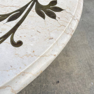 Mid-Century Modern Tulip Style Marble Top Dining Table with Brass Inlaid, c.1960’s