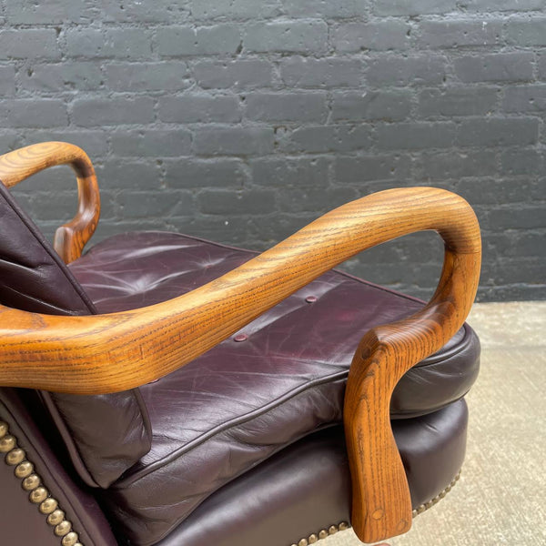 Mid-Century Modern Chesterfield Style Leather Adjustable Office Chair, c.1960’s