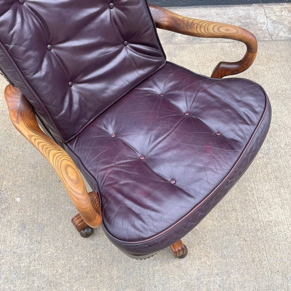 Mid-Century Modern Chesterfield Style Leather Adjustable Office Chair, c.1960’s