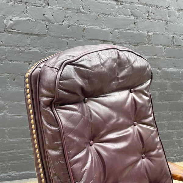 Mid-Century Modern Chesterfield Style Leather Adjustable Office Chair, c.1960’s