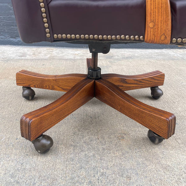 Mid-Century Modern Chesterfield Style Leather Adjustable Office Chair, c.1960’s