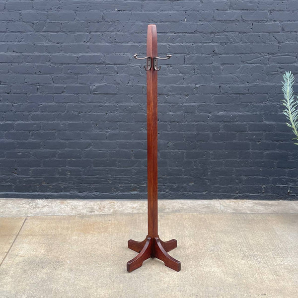 Antique Mission Sculpted Oak & Bronze Coat Hanger, c.1940’s