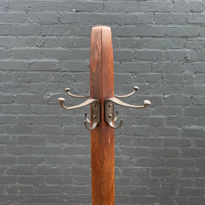 Antique Mission Sculpted Oak & Bronze Coat Hanger, c.1940’s