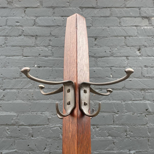 Antique Mission Sculpted Oak & Bronze Coat Hanger, c.1940’s