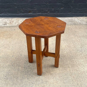 American Antique Mission Sculpted Oak Side Table by Stickley, c.1940’s