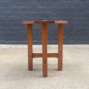 American Antique Mission Sculpted Oak Side Table by Stickley, c.1940’s