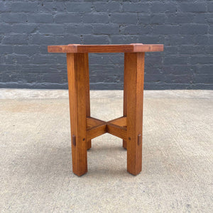 American Antique Mission Sculpted Oak Side Table by Stickley, c.1940’s