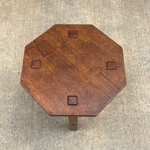 American Antique Mission Sculpted Oak Side Table by Stickley, c.1940’s