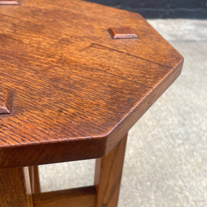 American Antique Mission Sculpted Oak Side Table by Stickley, c.1940’s