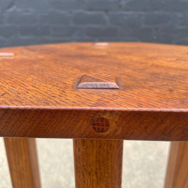 American Antique Mission Sculpted Oak Side Table by Stickley, c.1940’s