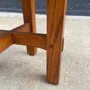 American Antique Mission Sculpted Oak Side Table by Stickley, c.1940’s