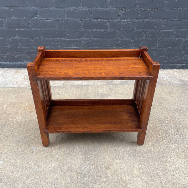 American Antique Mission Sculpted Oak Book Stand by Stickley, c.1940’s