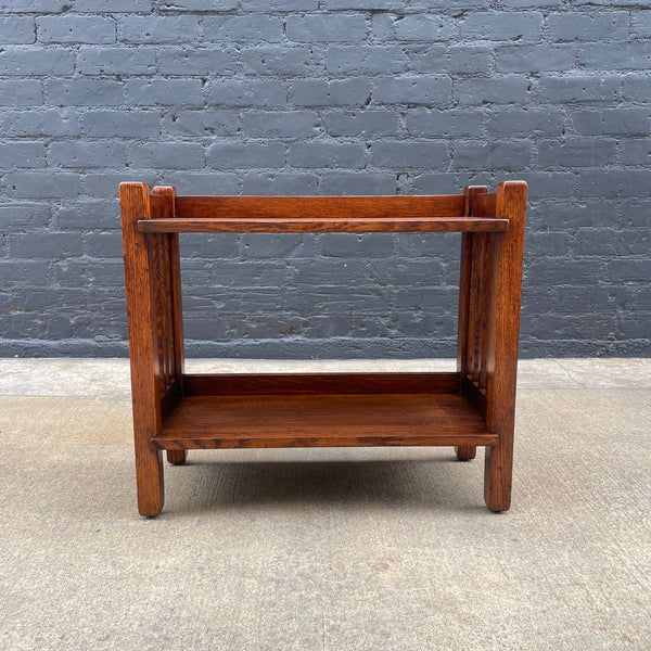 American Antique Mission Sculpted Oak Book Stand by Stickley, c.1940’s