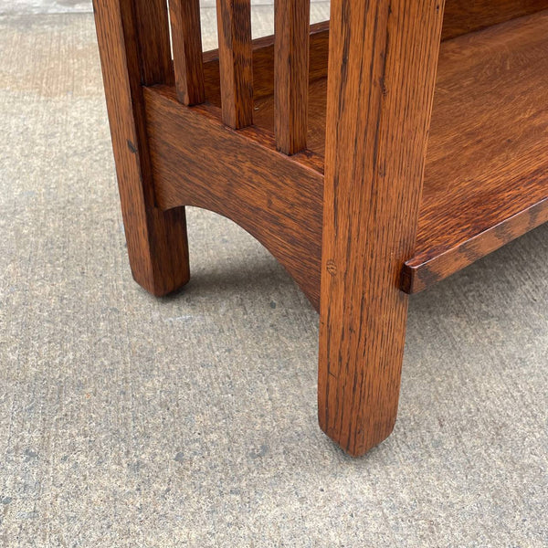 American Antique Mission Sculpted Oak Book Stand by Stickley, c.1940’s