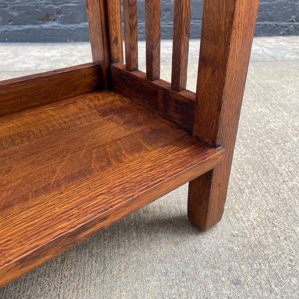 American Antique Mission Sculpted Oak Book Stand by Stickley, c.1940’s