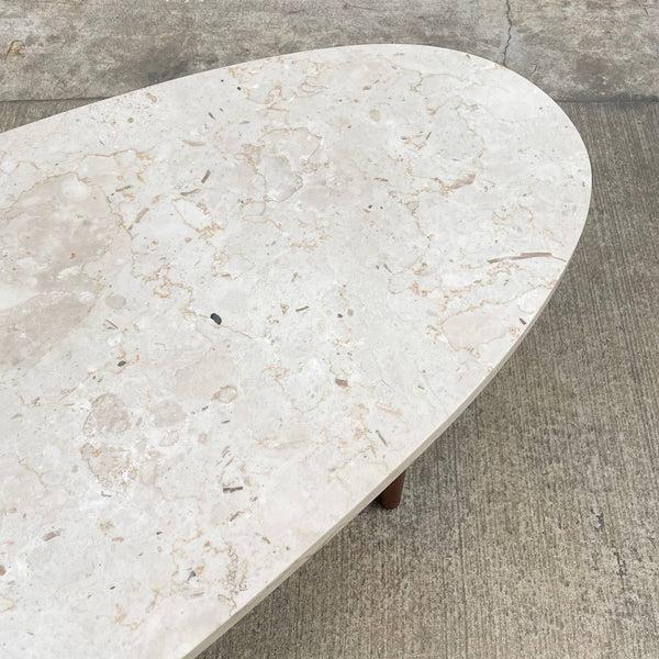 Mid-Century Modern Surfboard Style Coffee Table with Marble Stone Top, c.1960’s