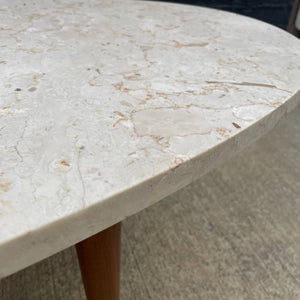 Mid-Century Modern Surfboard Style Coffee Table with Marble Stone Top, c.1960’s
