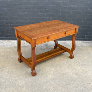 American Antique Mission Sculpted Oak Desk, c.1940’s