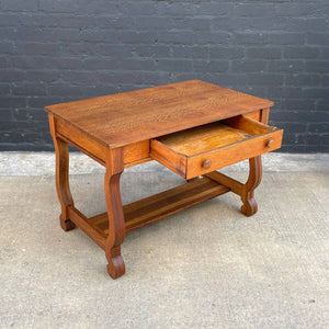American Antique Mission Sculpted Oak Desk, c.1940’s