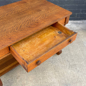 American Antique Mission Sculpted Oak Desk, c.1940’s