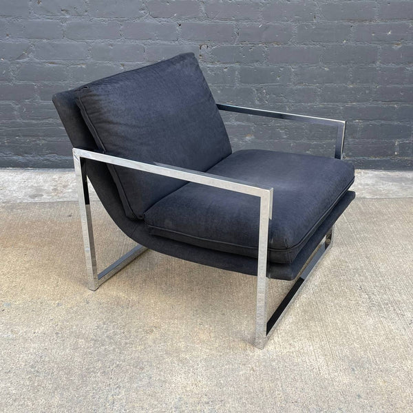 Pair of Mid-Century Modern Polished Chrome Scoop Lounge Chair, c.1970’s